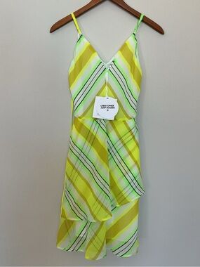 Christopher John Rogers for Target Neon Stripe Ruffle Dress Size 4 NWT